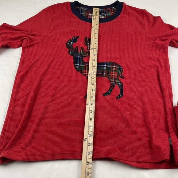 Eddie Bauer Sleepwear Tops Women’s L/Men’s L Lot Of 2 Soft Waffle Knit Moose Red - Picture 7 of 9